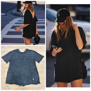 NEW Free People Movement Hot Shot Tee Romper in Washed Black
